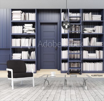 Picture of Home library with a ladder black